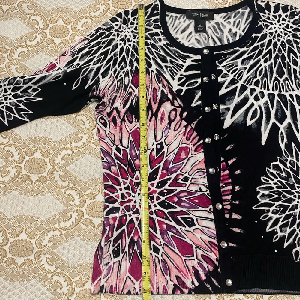 Women’s WHITE HOUSE BLACK MARKET 3/4 Sleeve Floral Sweater Size M - Picture 6 of 11